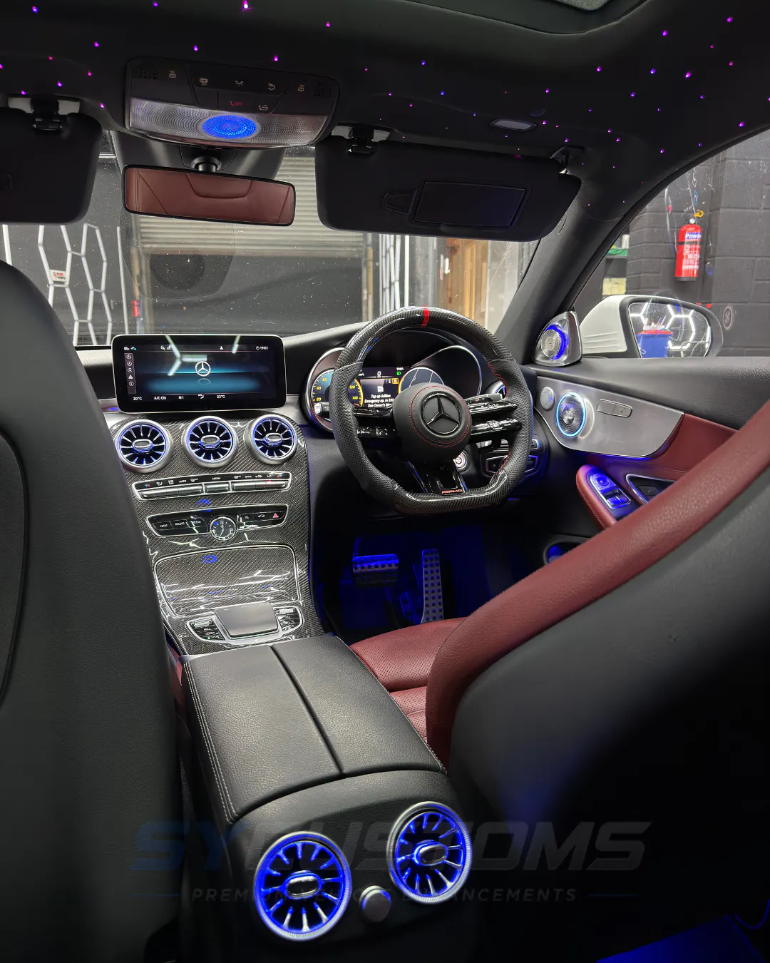 Mercedes C-Class Coupe (Facelift) OEM Ambient Lighting, Custom Steering Wheel, Car Accessories, Starlight installation